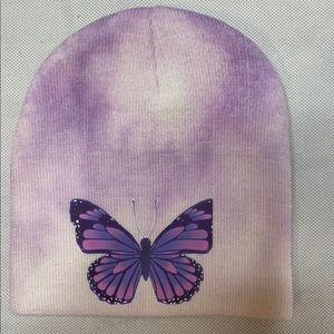 Purple butterfly beanie